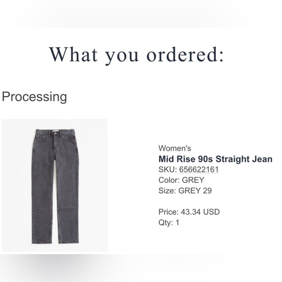 Abercrombie & Fitch Women's
Mid Rise 90s Straight Jean Grey - Picture 6 of 12